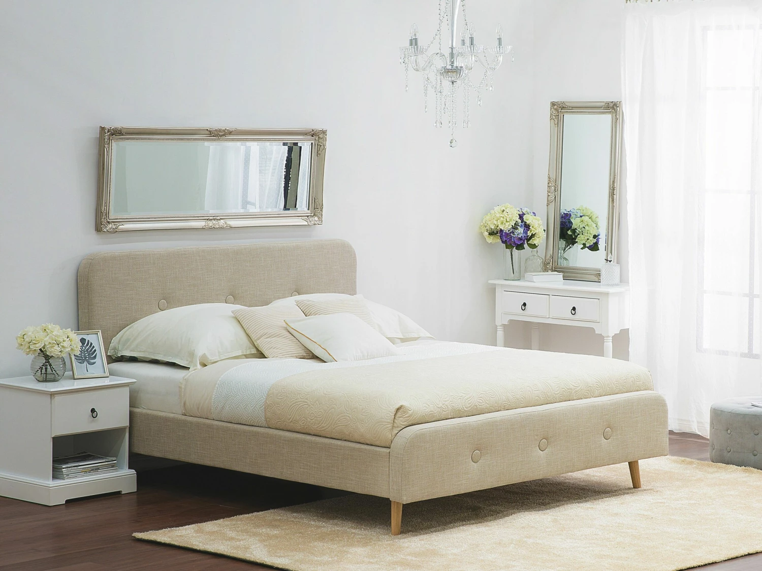 Fabric Bed Beige RENNES Various Sizes 2 Fabric Bed Beige RENNES Various Sizes - Image 2