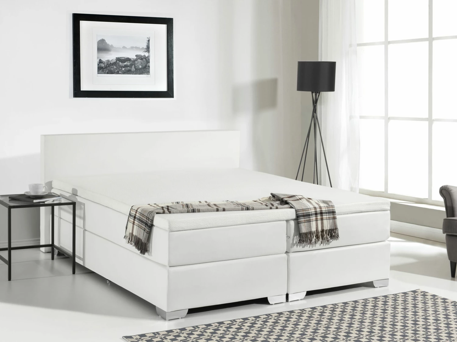 Faux Leather Divan Bed White PRESIDENT Various Sizes - Image 2