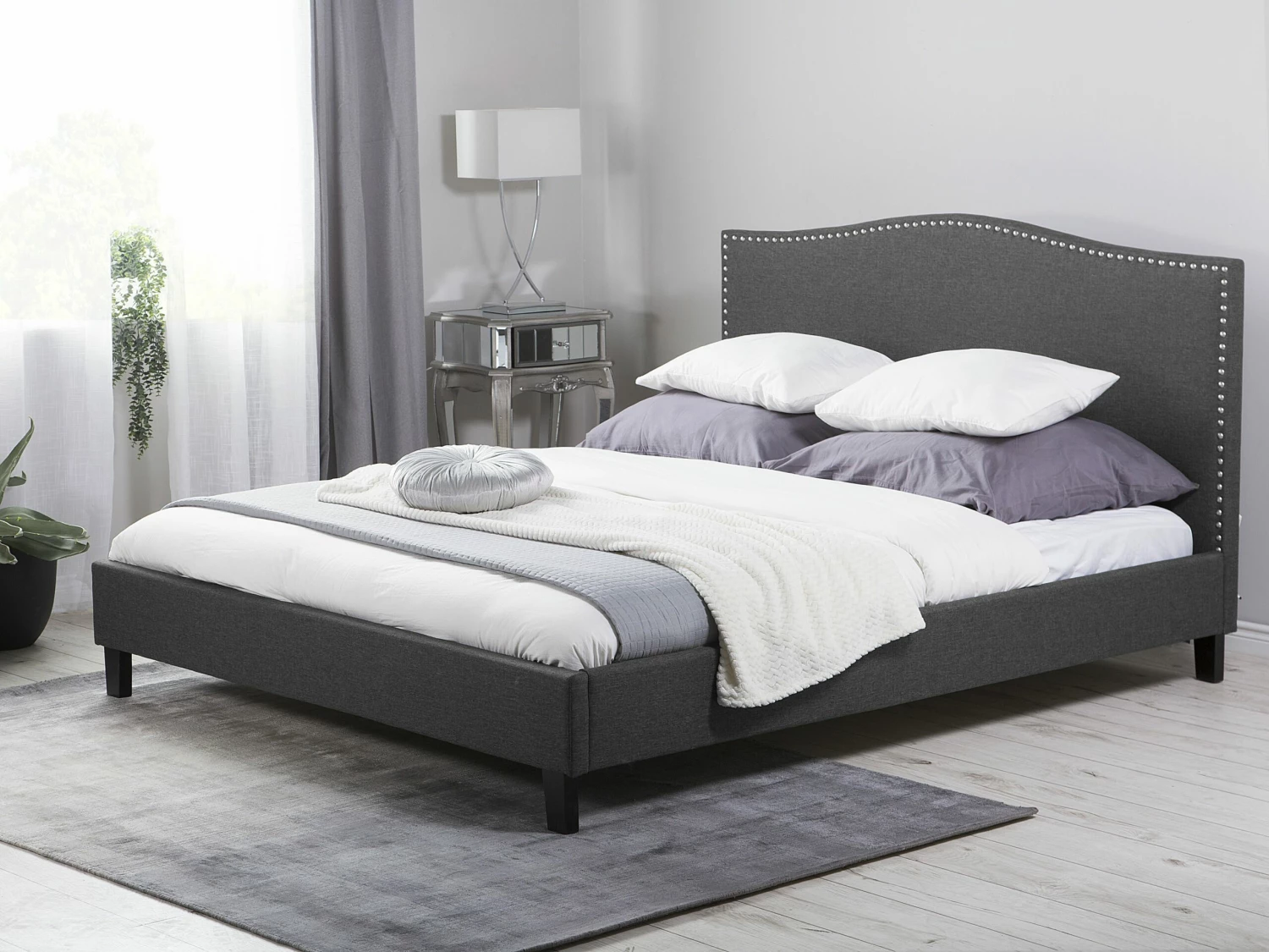 Fabric Bed Grey MONTPELLIER Various Sizes - Image 2