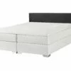 Faux Leather EU King Size Divan Bed White And Black PRESIDENT