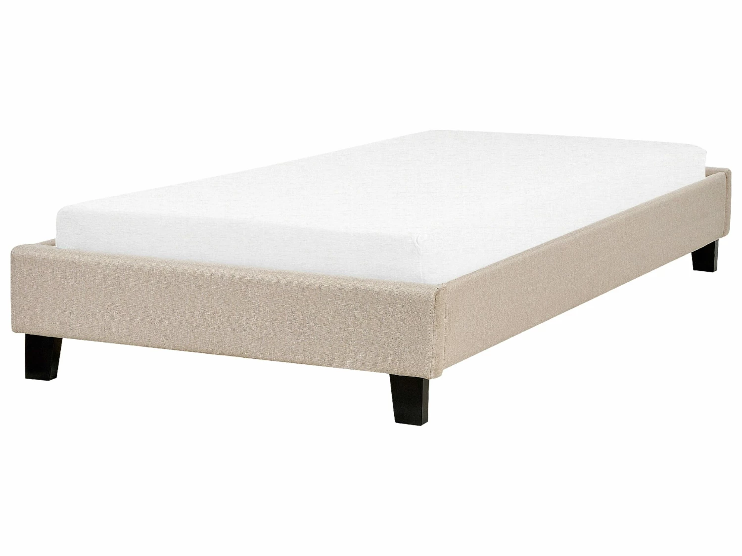 Fabric EU Single Size Bed Beige ROANNE 1 Fabric EU Single Size Bed Beige ROANNE
