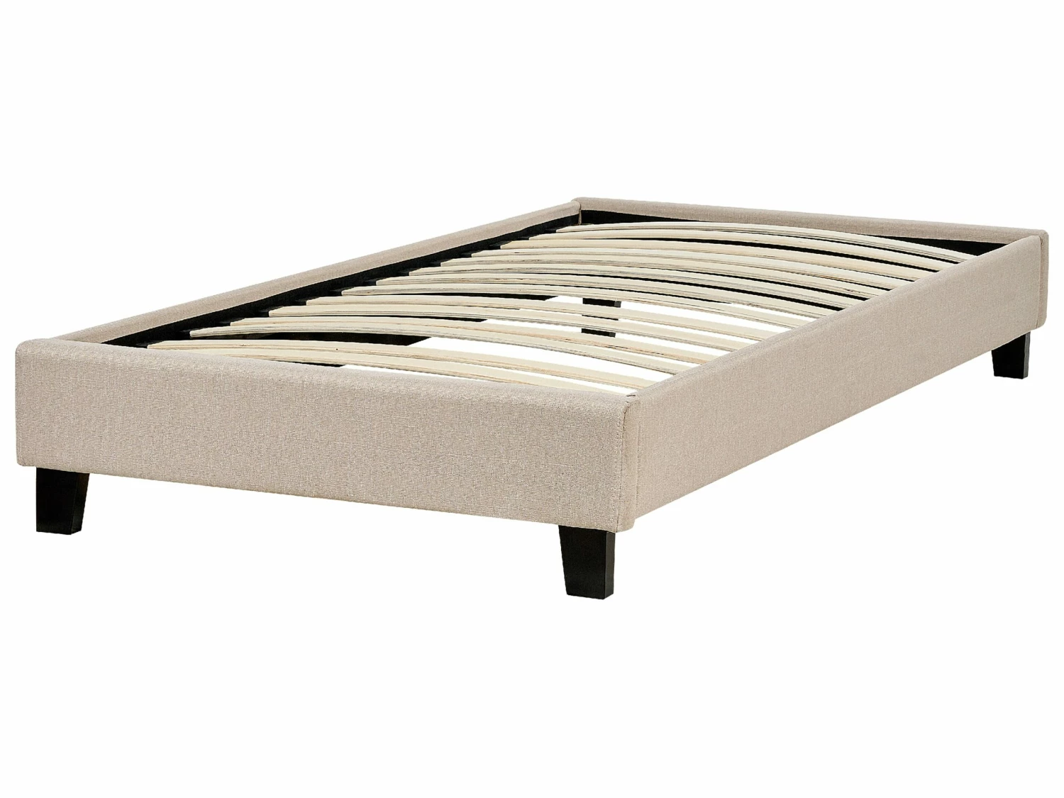 Fabric EU Single Size Bed Beige ROANNE 5 Fabric EU Single Size Bed Beige ROANNE - Image 5