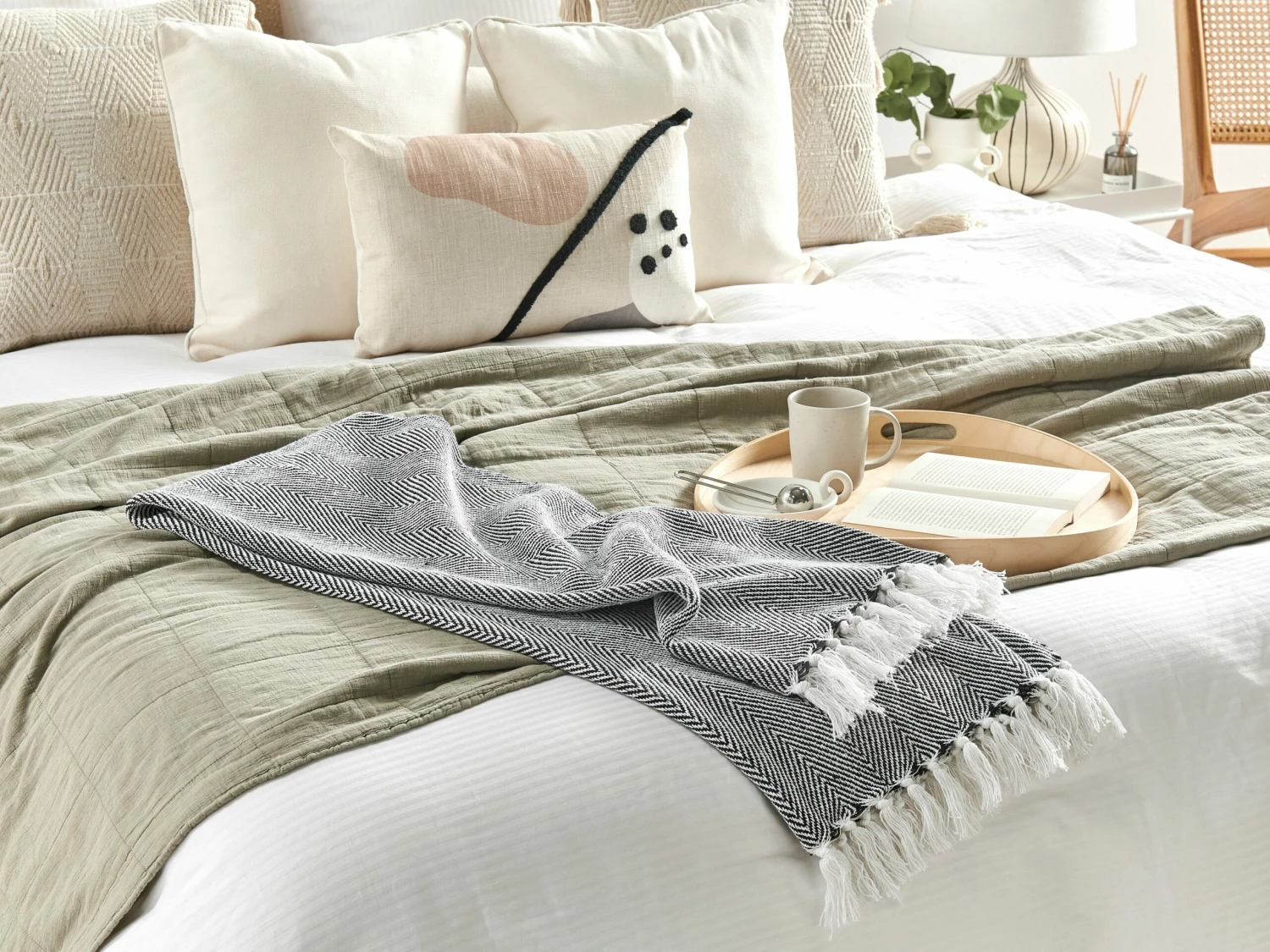 Cotton Blanket 130 X 160 Cm Black TANGIER 2 Cotton Blanket 130 X 160 Cm Black TANGIER - Image 2