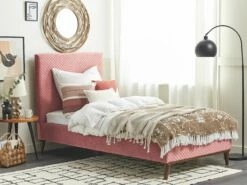 Velvet EU Single Size Bed Pink BAYONNE -Cheap Bed Linings Store undef src sa picid 729781 type color image