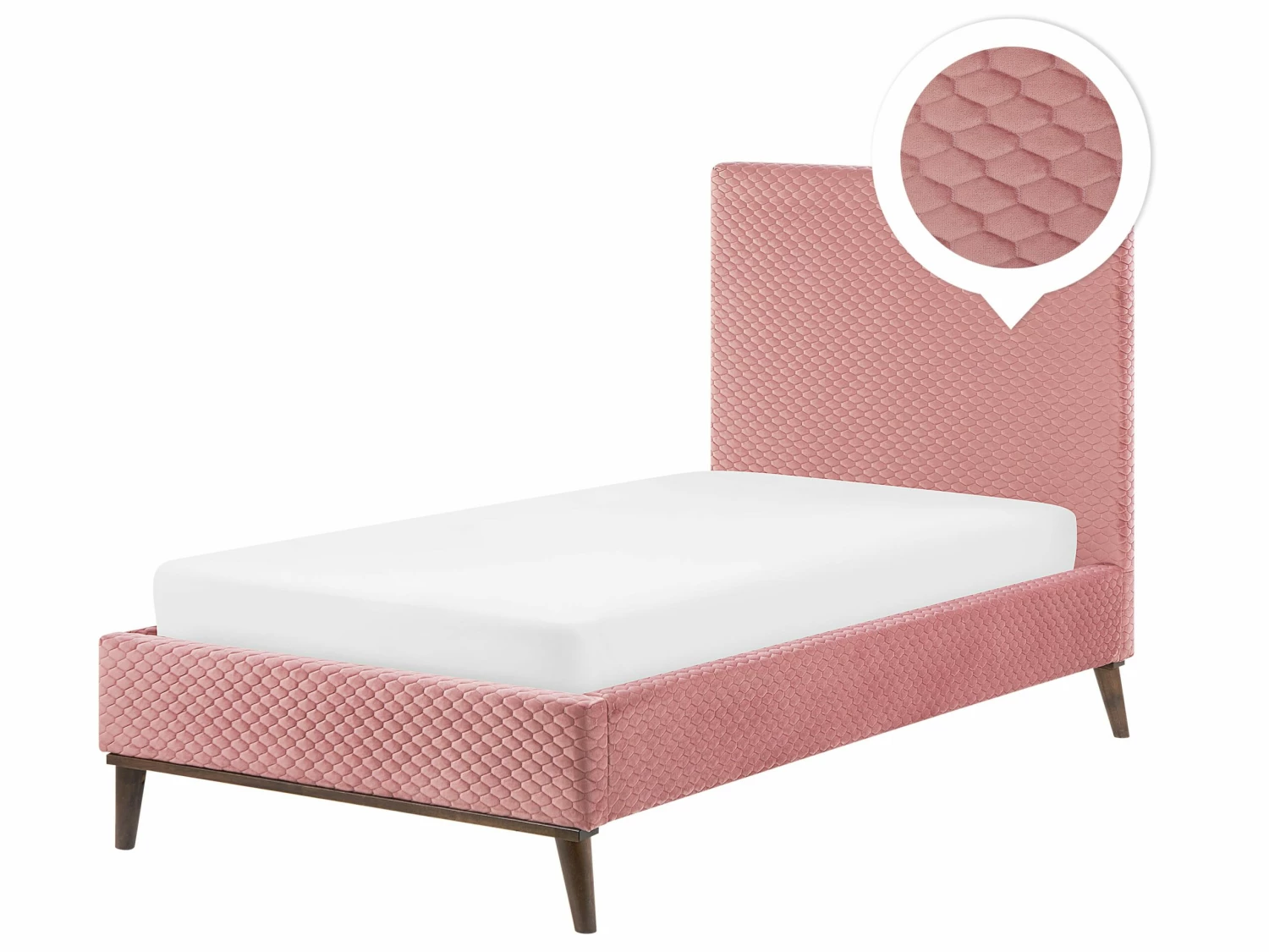 Velvet EU Single Size Bed Pink BAYONNE