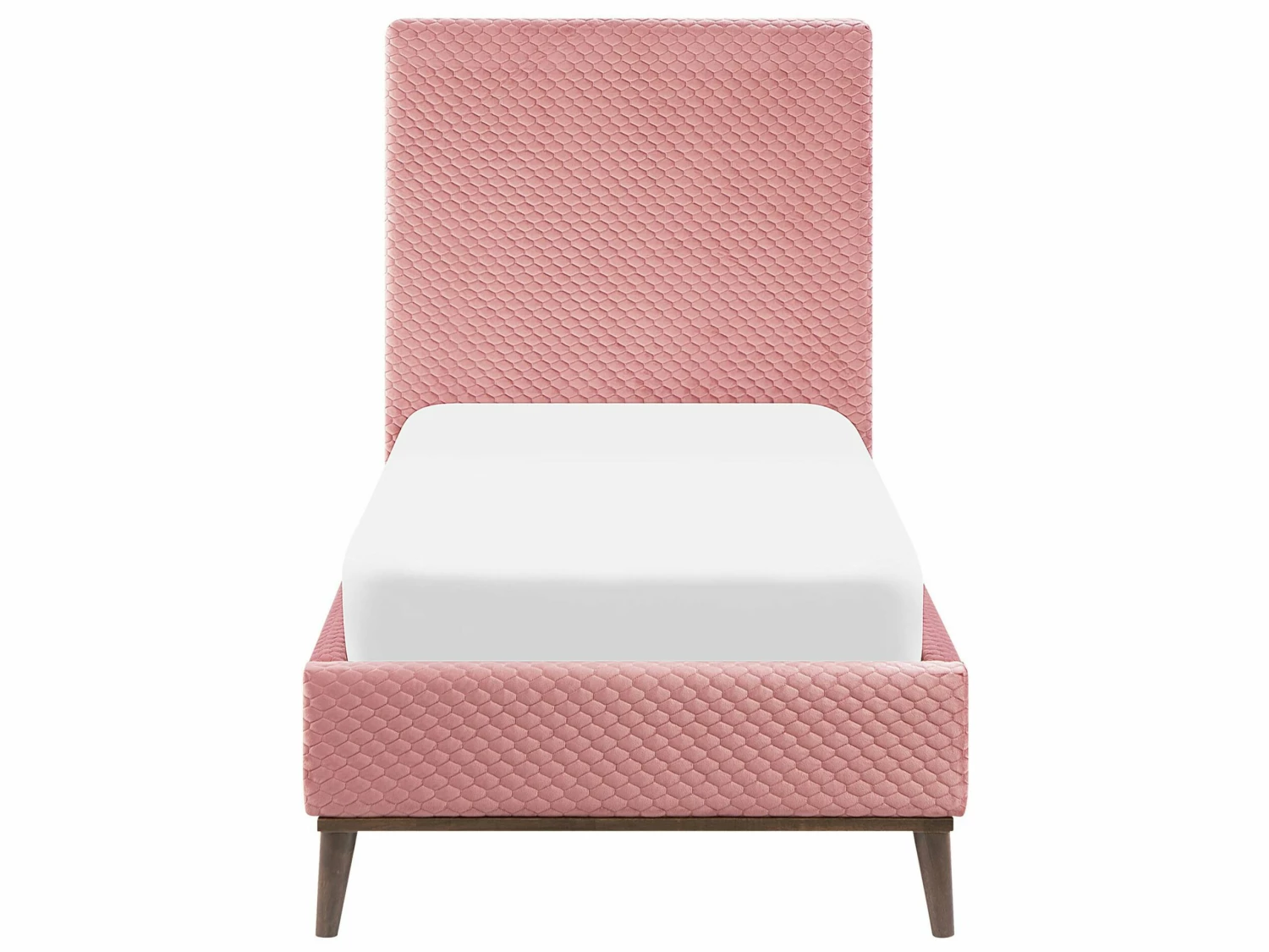Velvet EU Single Size Bed Pink BAYONNE - Image 5