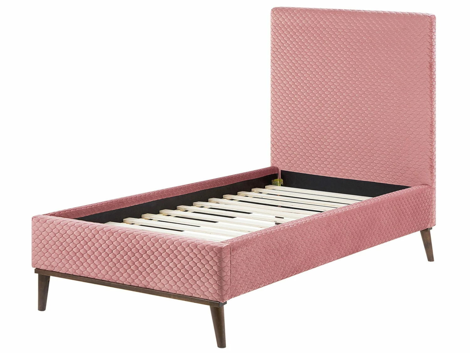 Velvet EU Single Size Bed Pink BAYONNE - Image 7