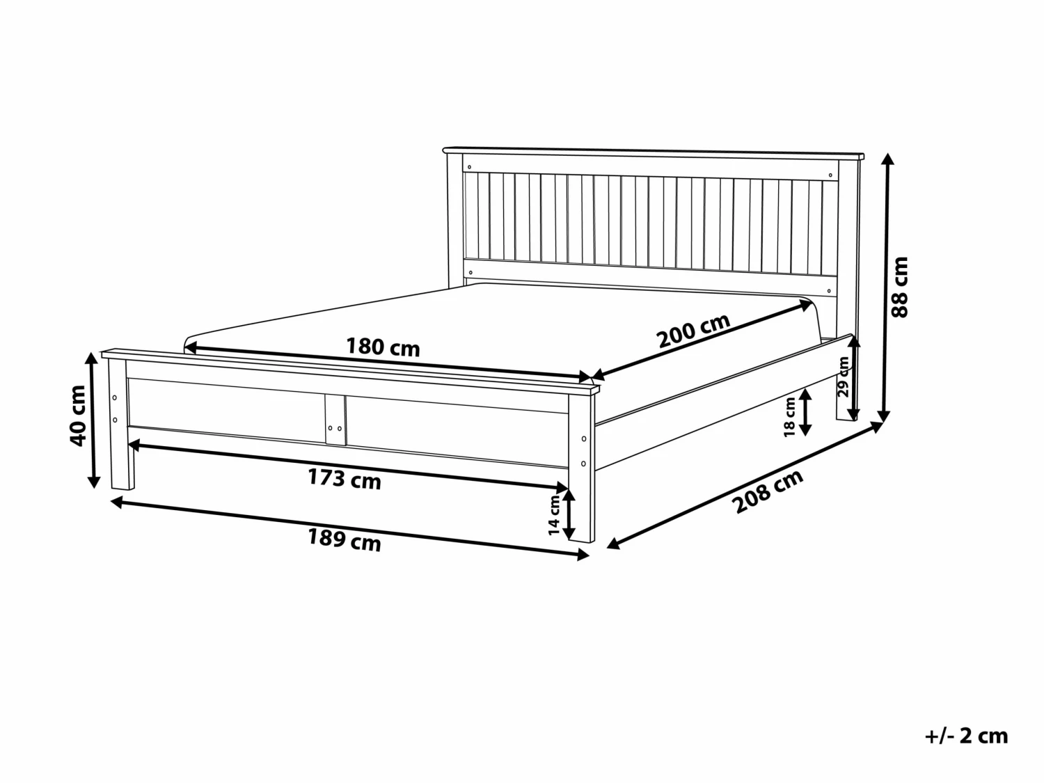 Wooden Bed White MAYENNE Various Sizes 9 Wooden Bed White MAYENNE Various Sizes - Image 9