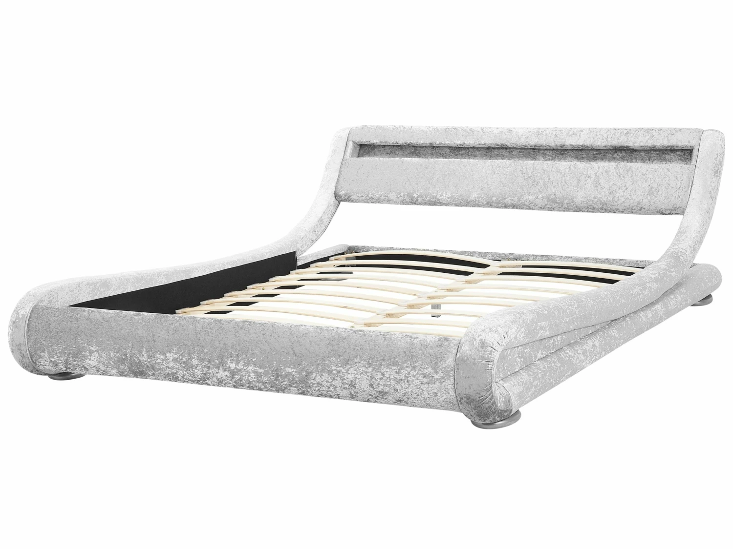 Velvet EU Bed With LED Silver AVIGNON Various Sizes - Image 8