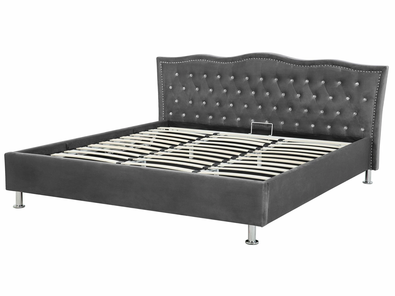 Velvet Ottoman Bed Dark Grey METZ Various Sizes 6 Velvet Ottoman Bed Dark Grey METZ Various Sizes - Image 6