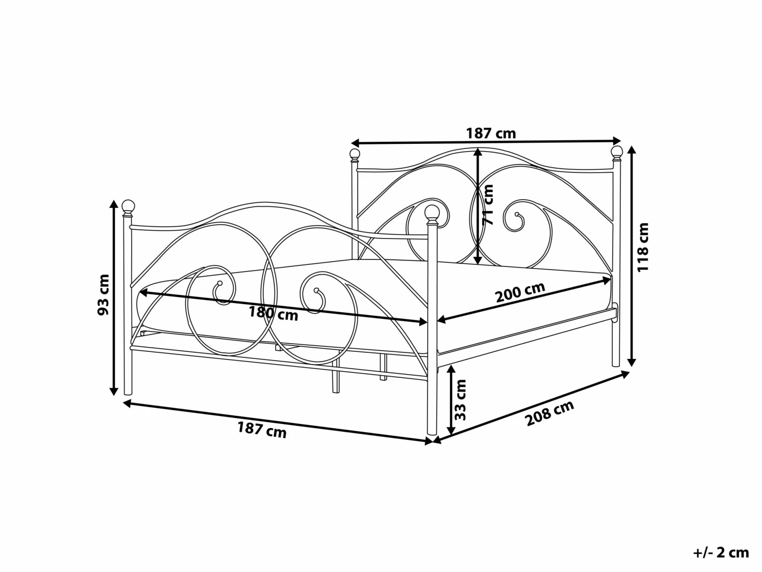 Metal Bed White DINARD Various Sizes - Image 8