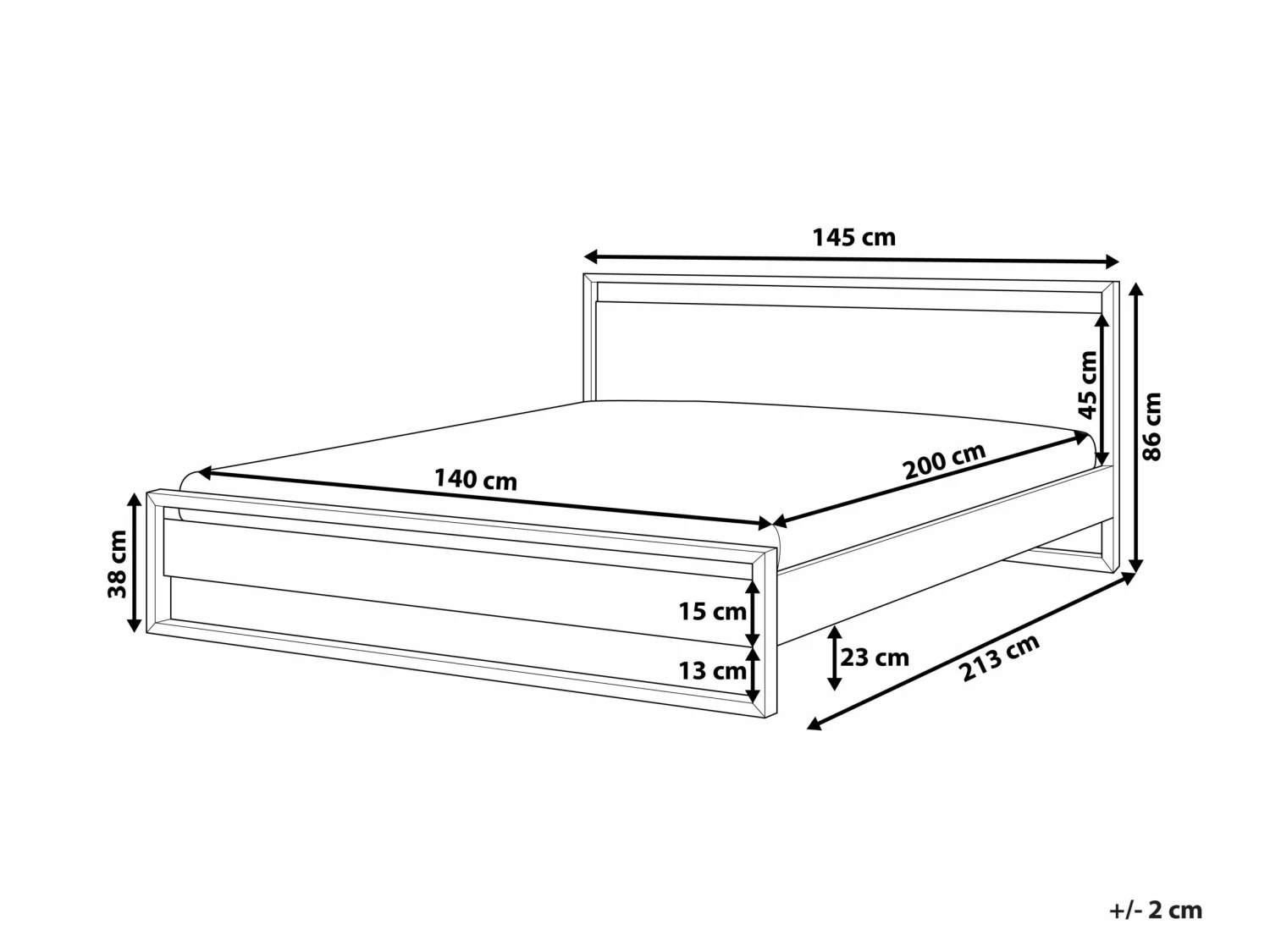Wooden Bed Dark GIULIA Various Sizes - Image 8