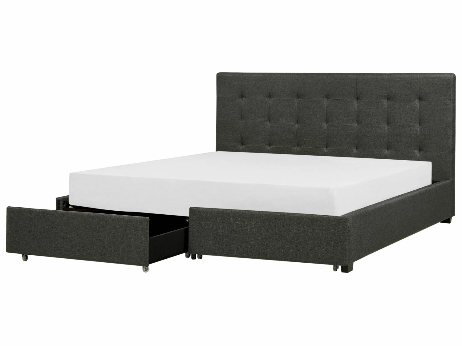 Fabric Bed With Storage Dark Grey LA ROCHELLE Various Sizes