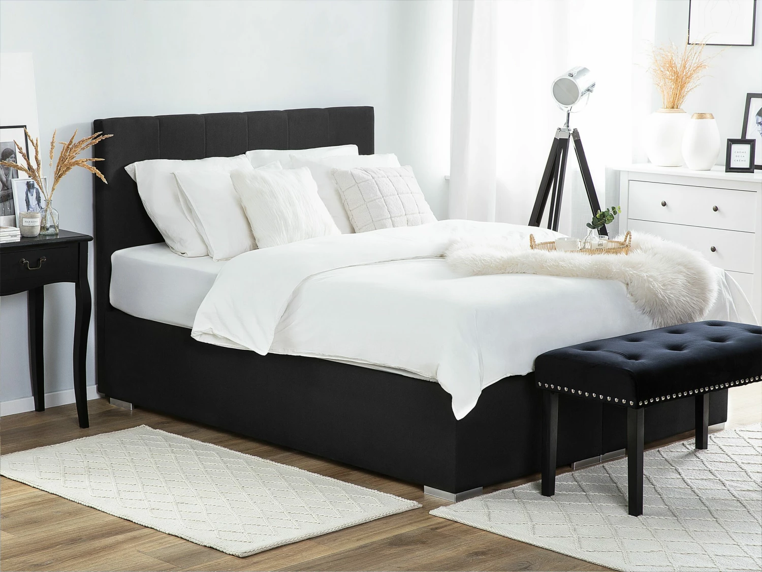 Fabric Divan Bed Black LORD Various Sizes - Image 2