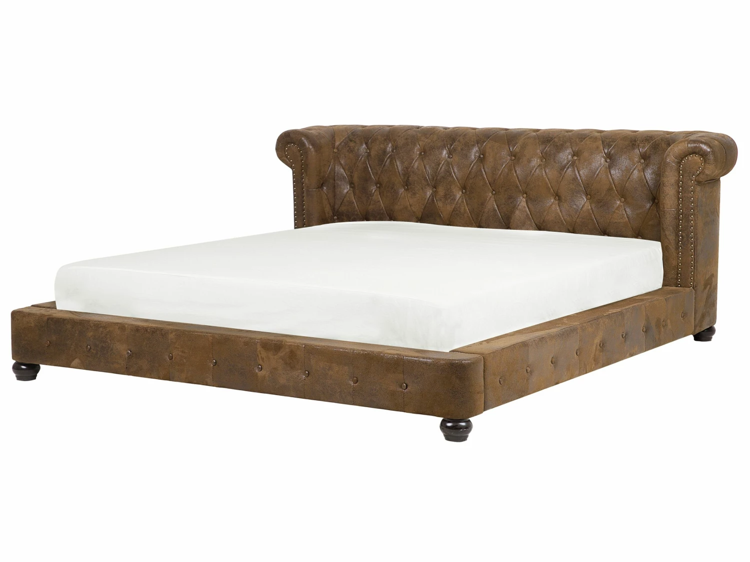 Faux Suede Bed Brown CAVAILLON Various Sizes