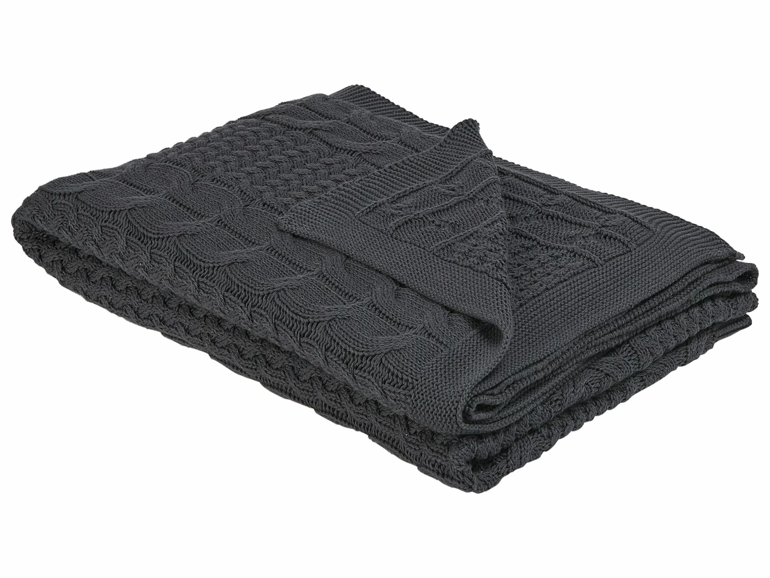 Cotton Blanket 140 X 170 Cm Dark Grey FETHIYE 1 Cotton Blanket 140 X 170 Cm Dark Grey FETHIYE