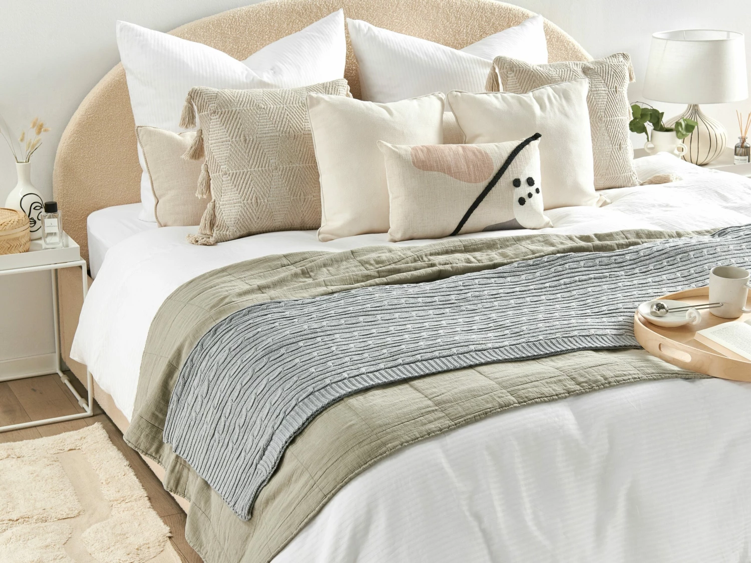 Cotton Blanket 110 X 180 Cm Light Grey ANAMUR 2 Cotton Blanket 110 X 180 Cm Light Grey ANAMUR - Image 2