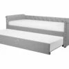 Fabric EU Single Trundle Bed Light Grey LIBOURNE