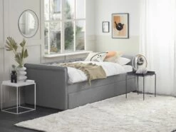 Fabric EU Single Trundle Bed Light Grey LIBOURNE -Cheap Bed Linings Store undef src sa picid 759991 type whitesh image