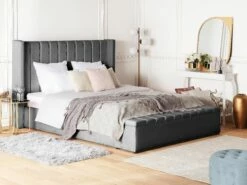 Velvet Bed With Storage Bench Grey NOYERS Various Sizes -Cheap Bed Linings Store undef src sa picid 764913 type whitesh image