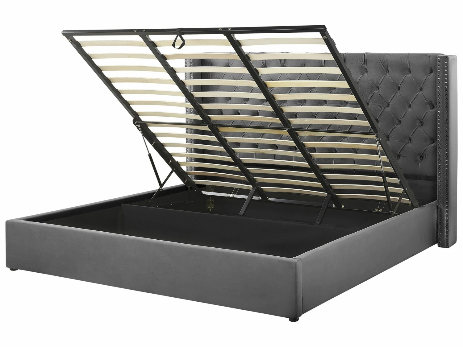 Velvet Ottoman Bed Grey LUBBON Various Sizes