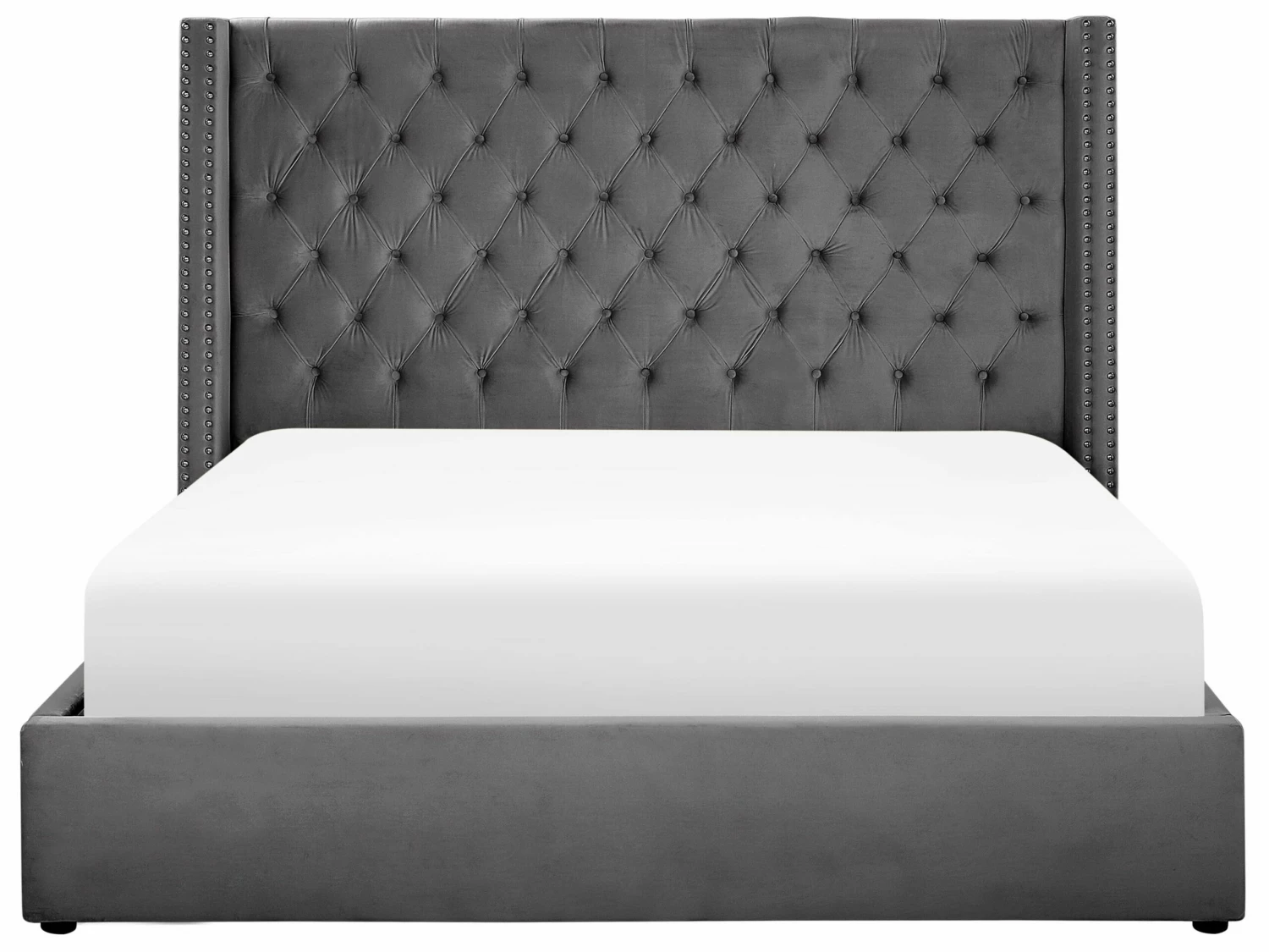 Velvet Ottoman Bed Grey LUBBON Various Sizes - Image 4