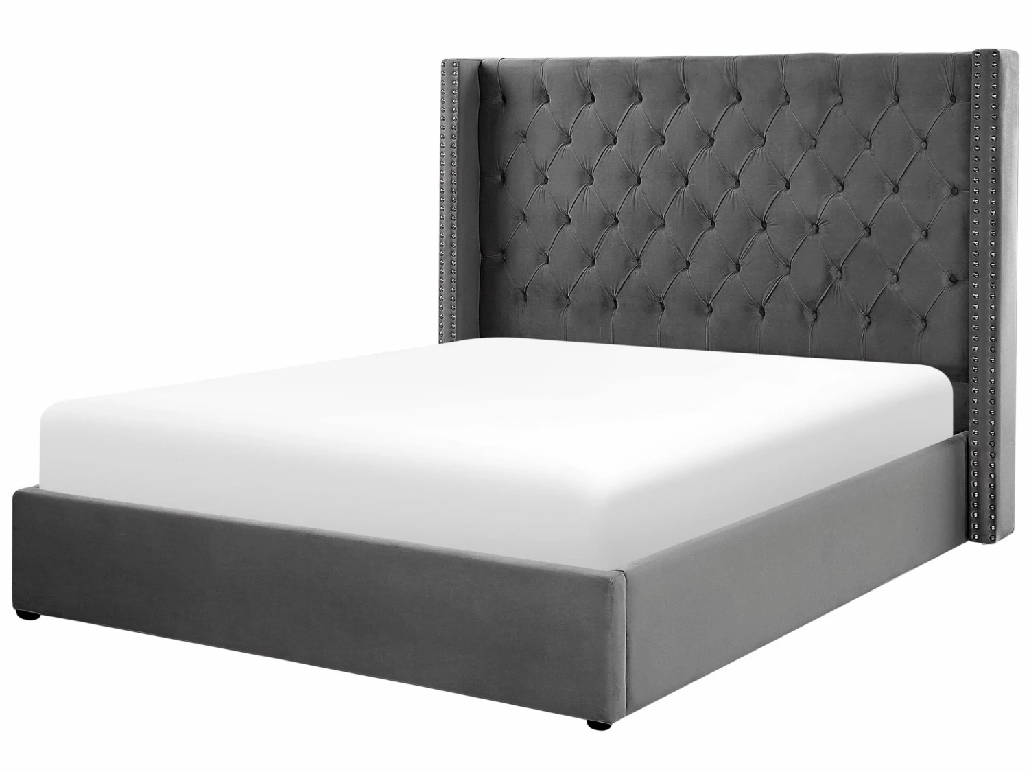 Velvet Ottoman Bed Grey LUBBON Various Sizes - Image 6