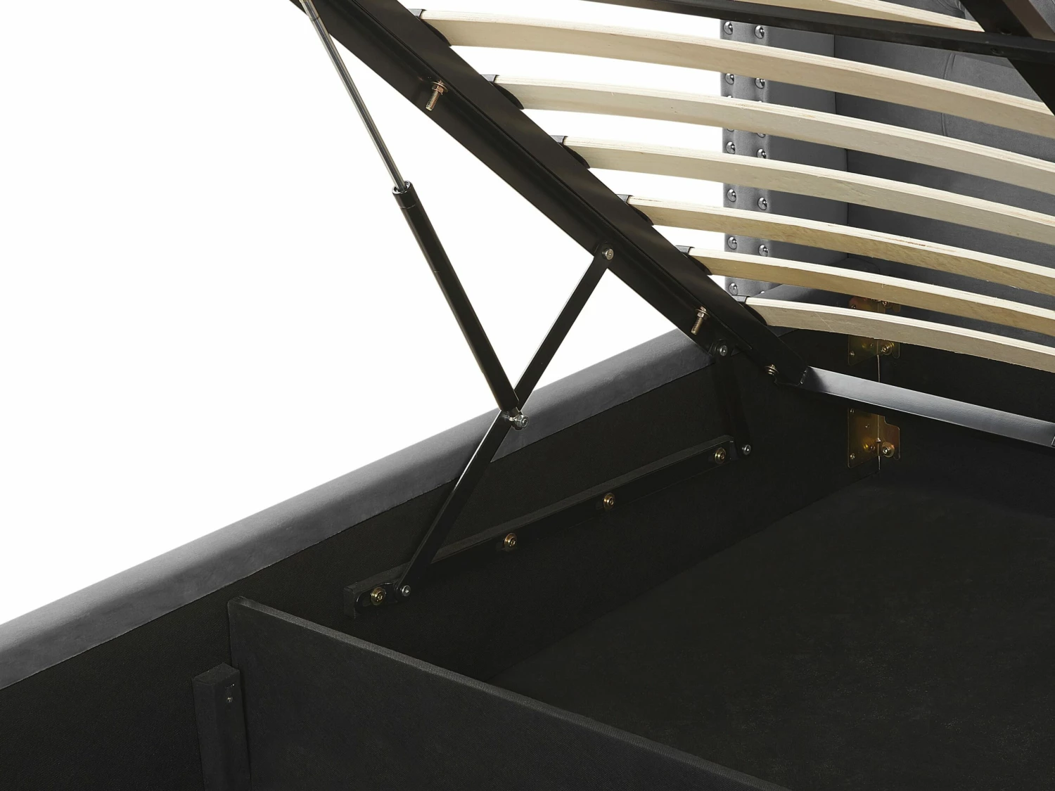 Velvet Ottoman Bed Grey LUBBON Various Sizes - Image 10