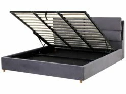 Velvet Ottoman Bed Grey BATILLY Various Sizes