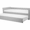 Fabric EU Small Single Trundle Bed Light Grey LIBOURNE
