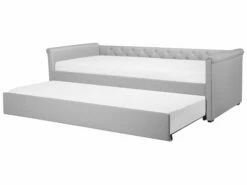 Fabric EU Small Single Trundle Bed Light Grey LIBOURNE