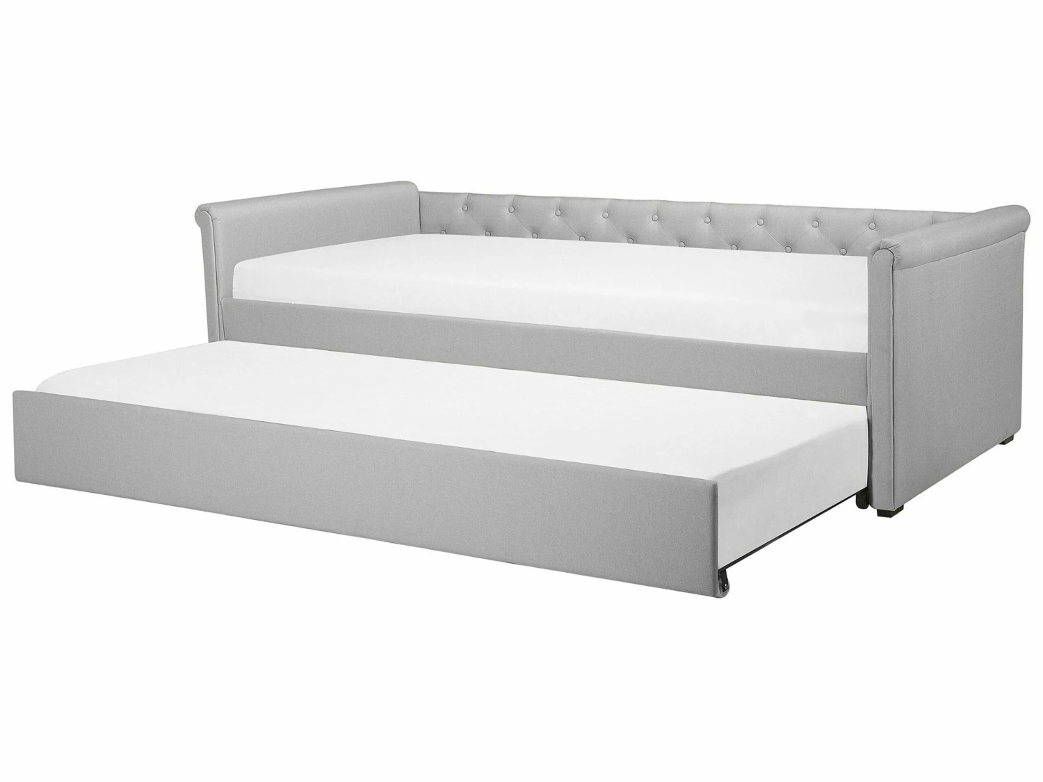 Fabric EU Small Single Trundle Bed Light Grey LIBOURNE 1 Fabric EU Small Single Trundle Bed Light Grey LIBOURNE