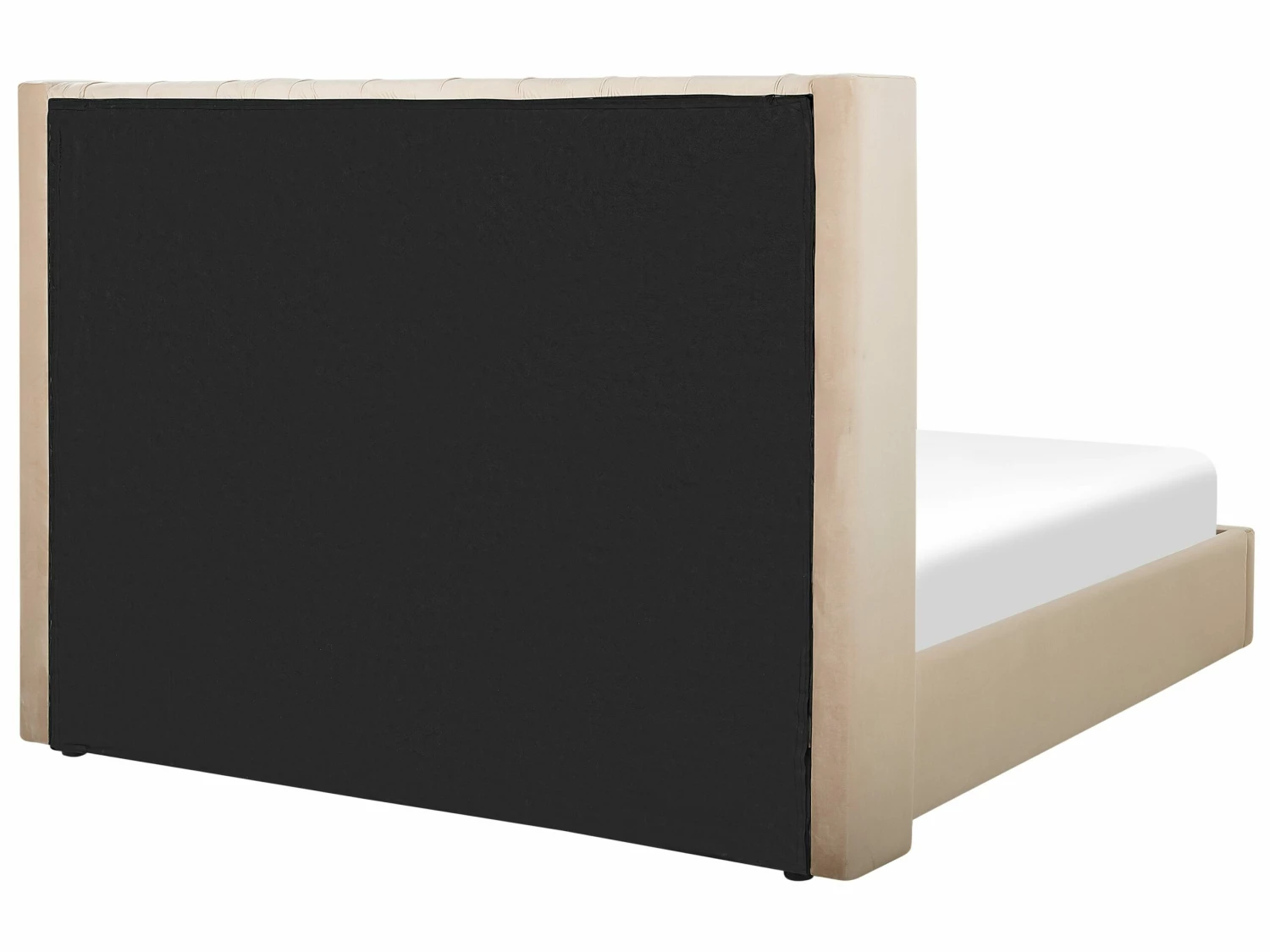 Velvet Ottoman Bed Beige LUBBON Various Sizes - Image 7