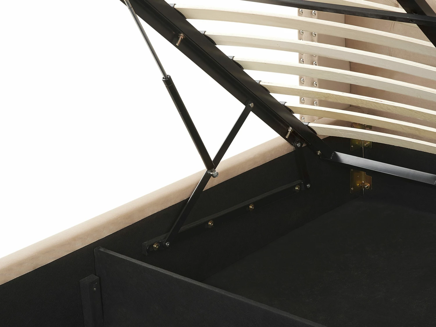 Velvet Ottoman Bed Beige LUBBON Various Sizes - Image 8