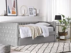Velvet EU Single Trundle Bed Grey GASSIN -Cheap Bed Linings Store undef src sa picid 779252 type whitesh image