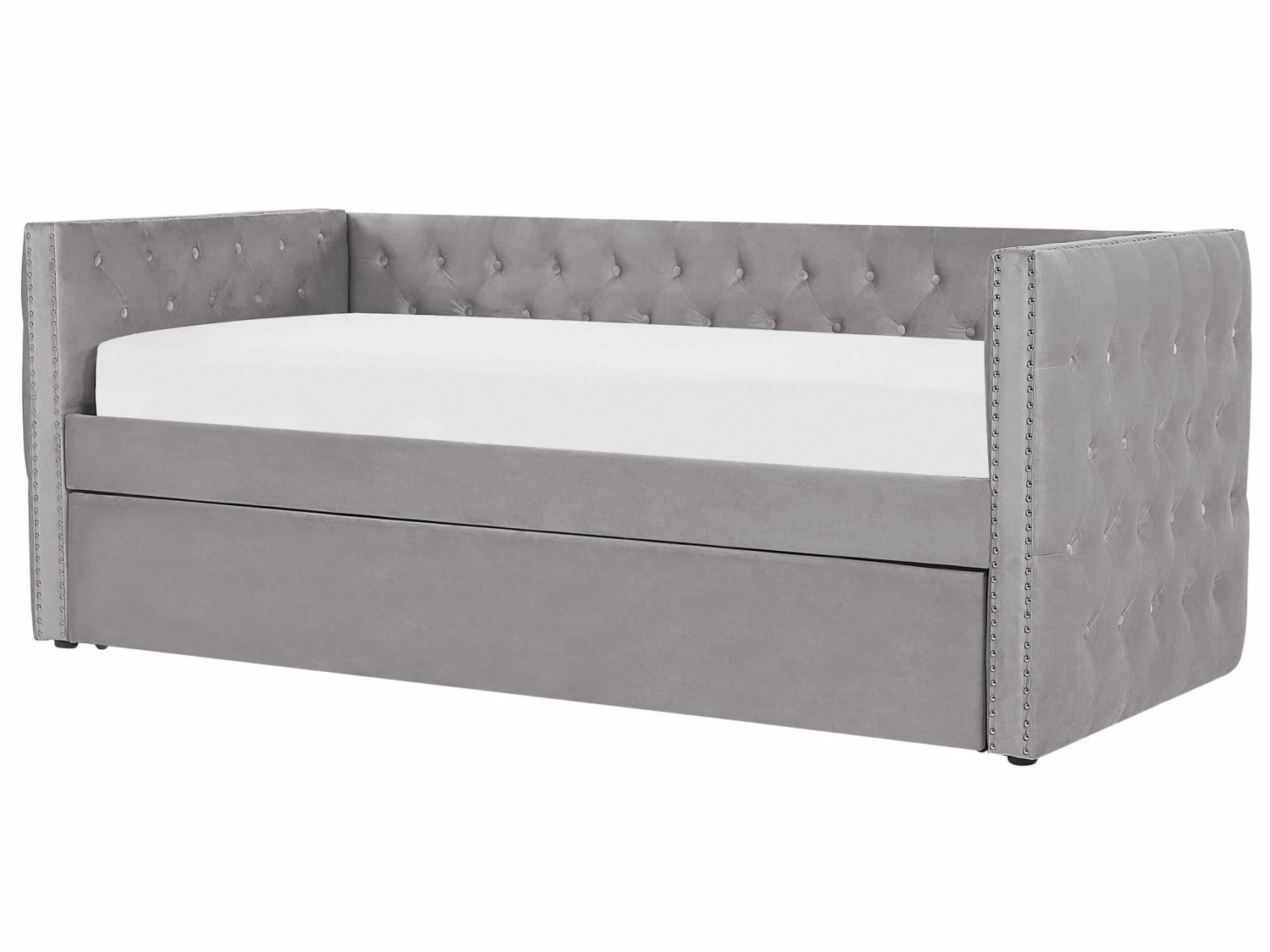 Velvet EU Single Trundle Bed Grey GASSIN - Image 5