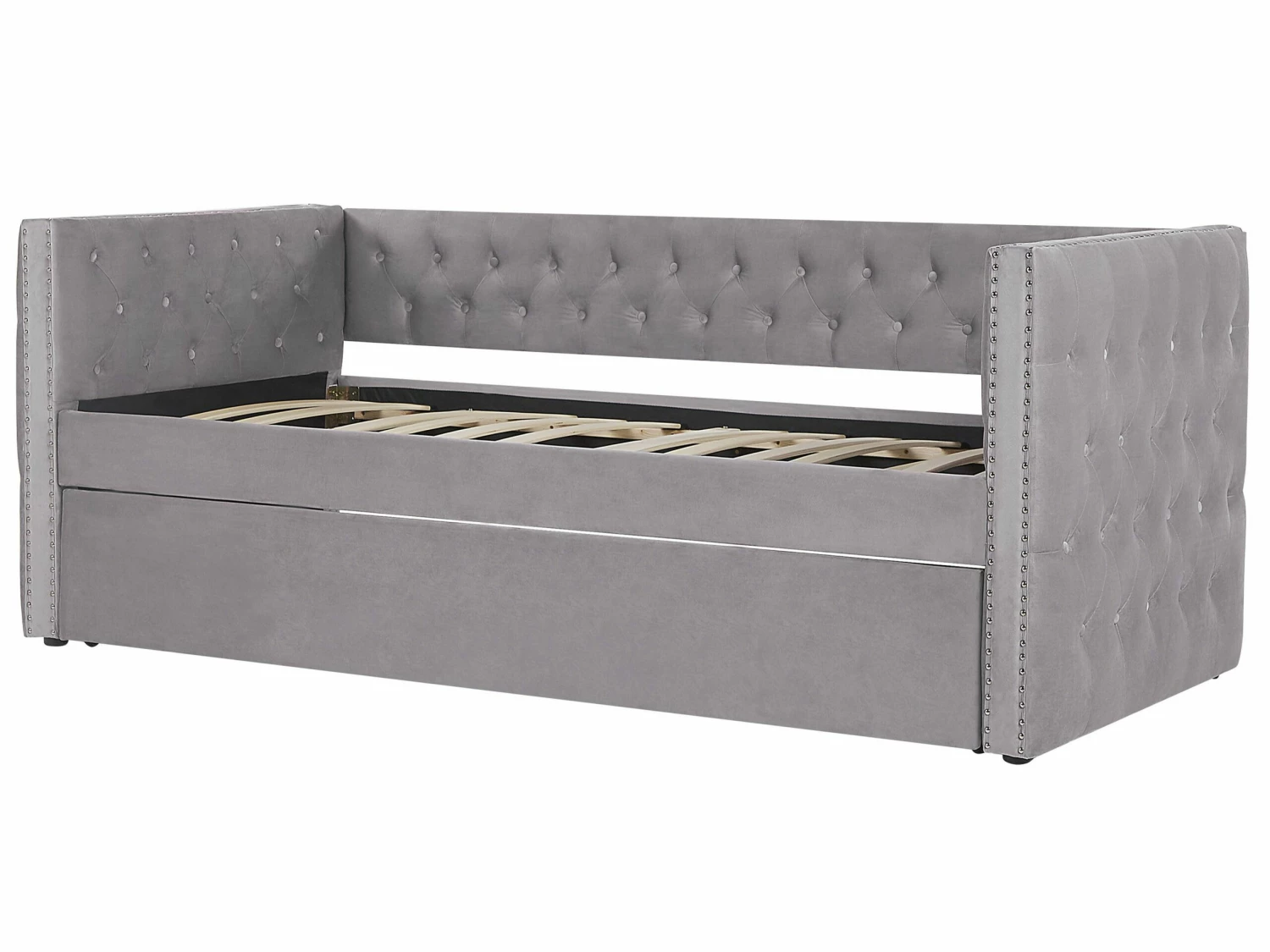 Velvet EU Single Trundle Bed Grey GASSIN - Image 6