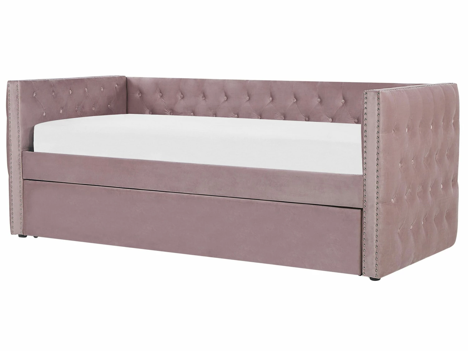 Velvet EU Single Trundle Bed Pink GASSIN 6 Velvet EU Single Trundle Bed Pink GASSIN - Image 6