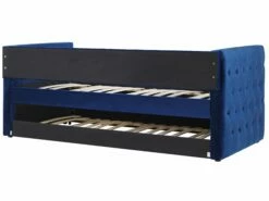 Velvet EU Single Trundle Bed Blue GASSIN -Cheap Bed Linings Store undef src sa picid 779319 type whitesh image