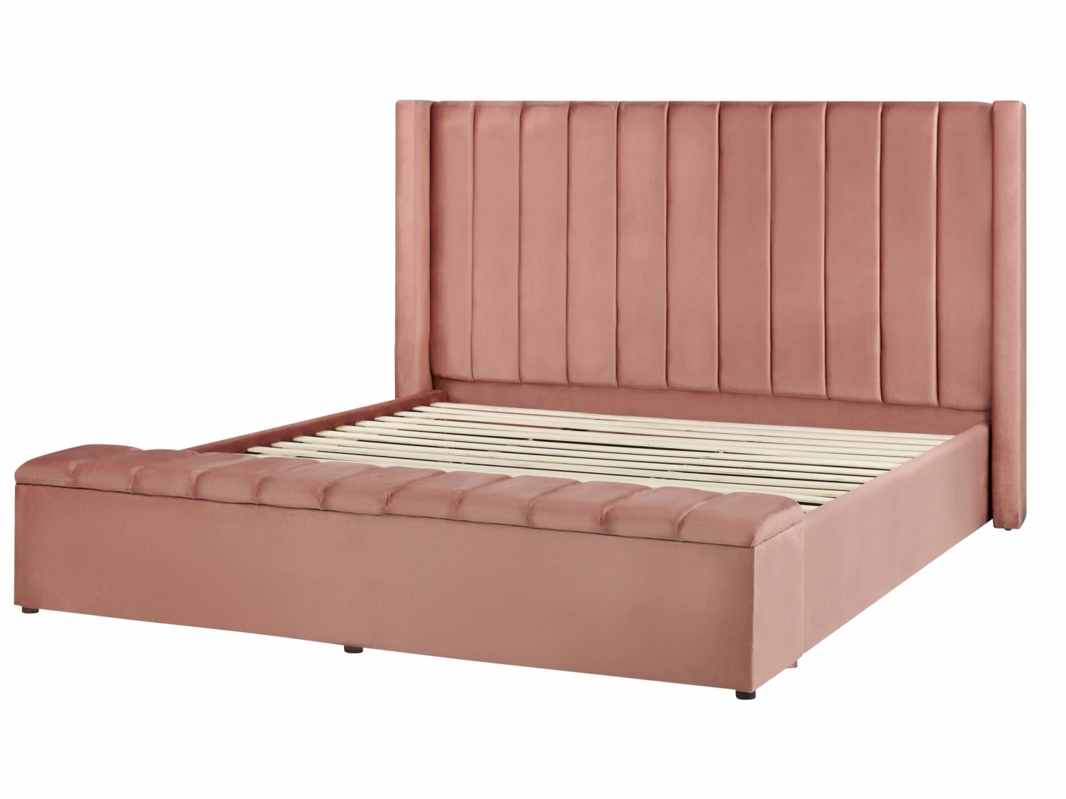 Velvet Bed With Storage Bench Pink NOYERS Various Sizes - Image 9