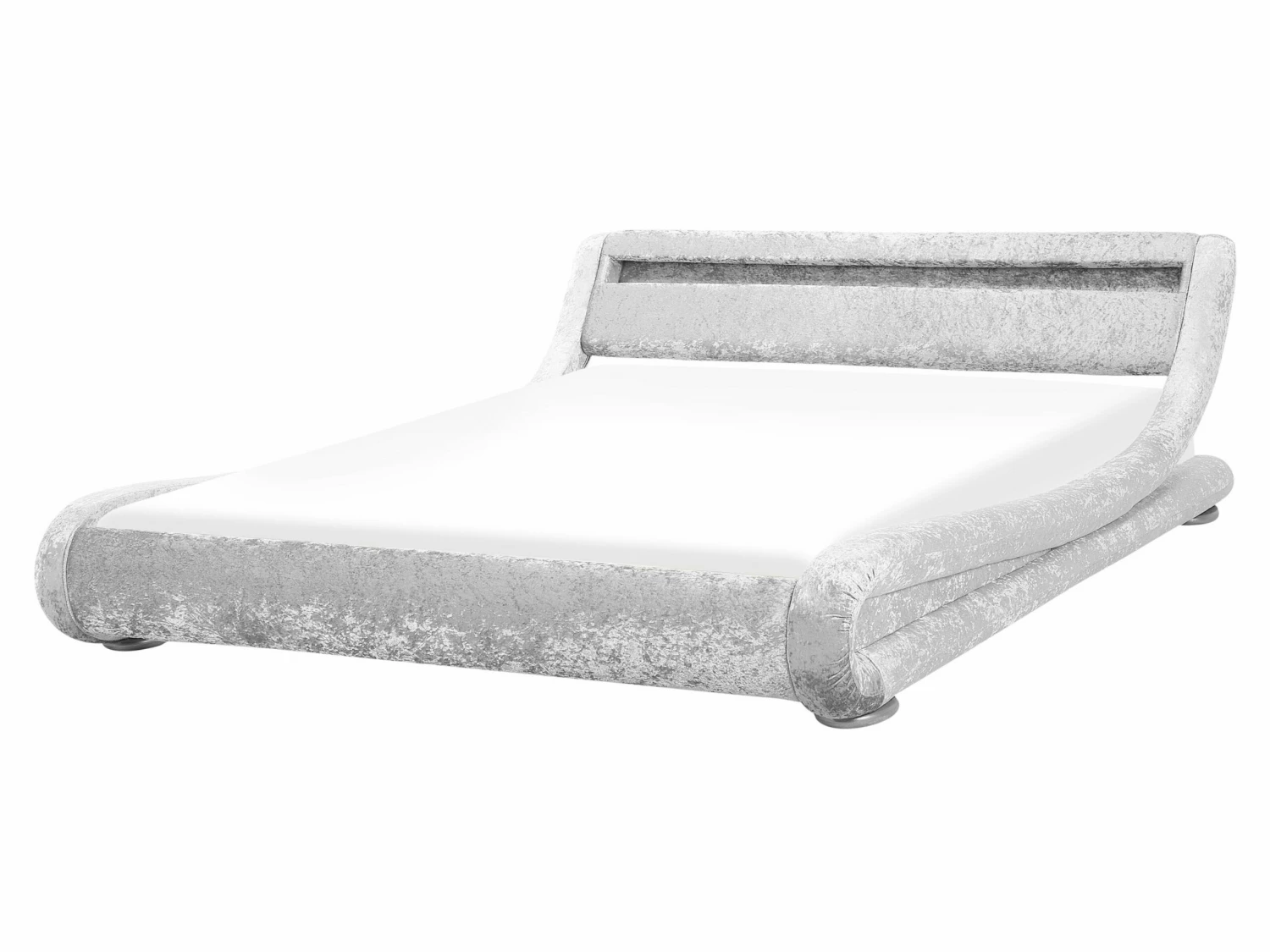 Velvet Waterbed With LED Silver AVIGNON Various Sizes - Image 5