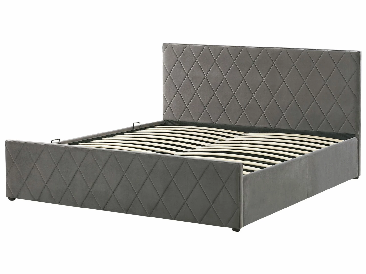 Velvet Ottoman Bed Grey ROCHEFORT Various Sizes 7 Velvet Ottoman Bed Grey ROCHEFORT Various Sizes - Image 7