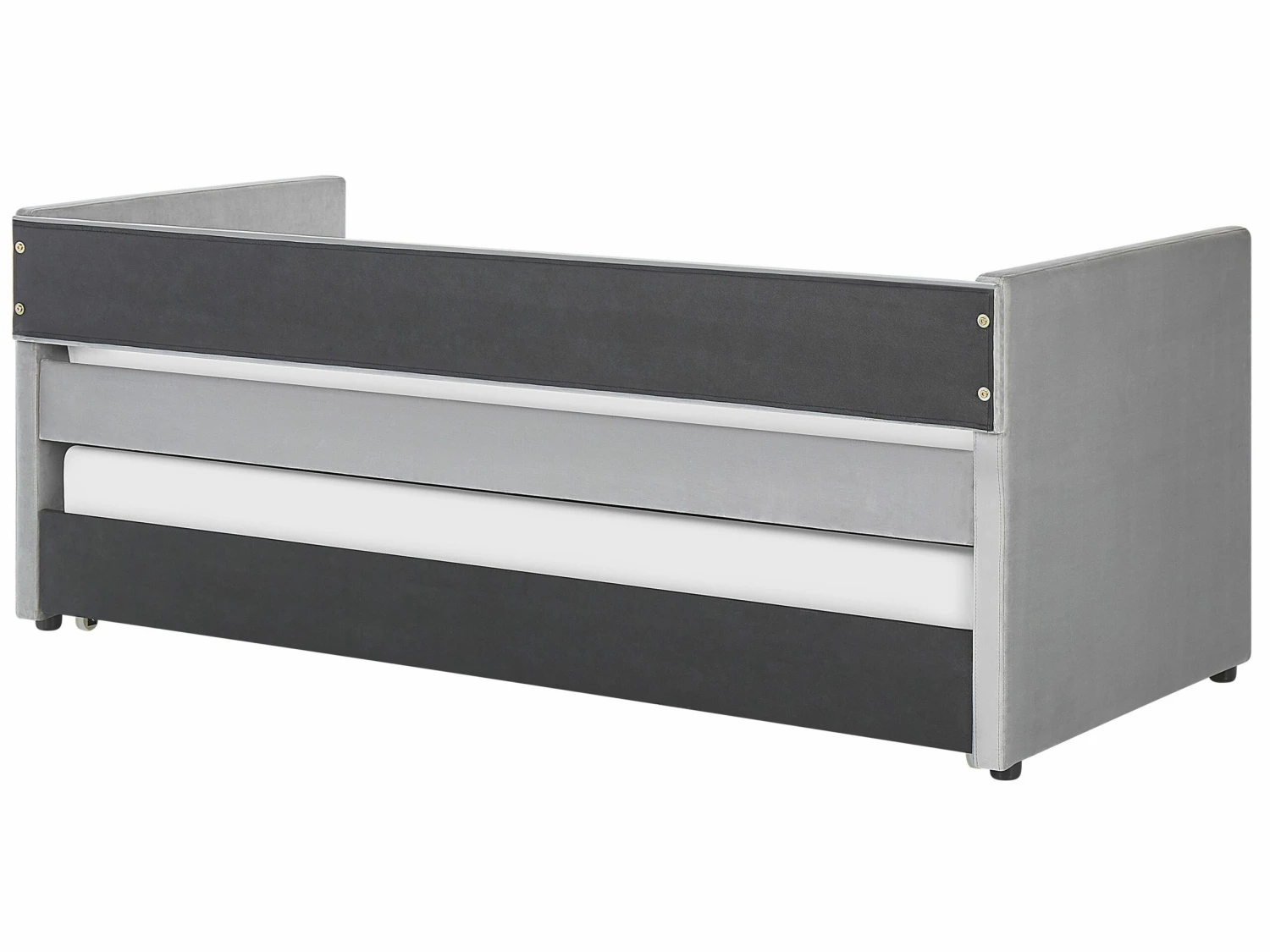 Velvet EU Single Trundle Bed Light Grey TROYES - Image 6
