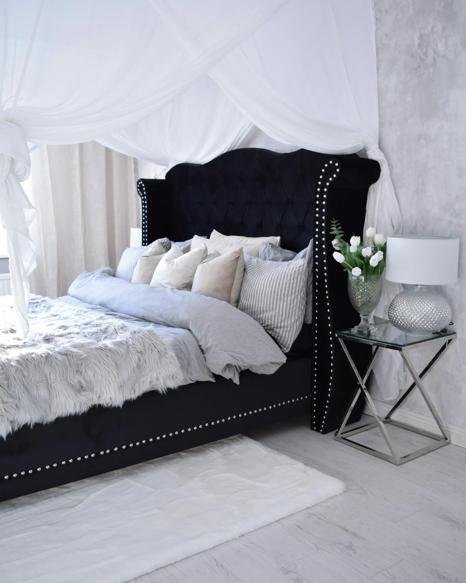 Velvet Bed Black AYETTE Various Sizes 3 Velvet Bed Black AYETTE Various Sizes - Image 3
