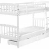 Wooden EU Single Size Bunk Bed With Storage White REVIN