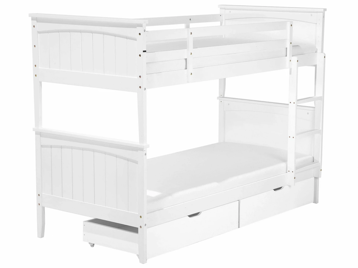 Wooden EU Single Size Bunk Bed With Storage White RADON