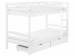 Wooden EU Single Size Bunk Bed With Storage White REGAT