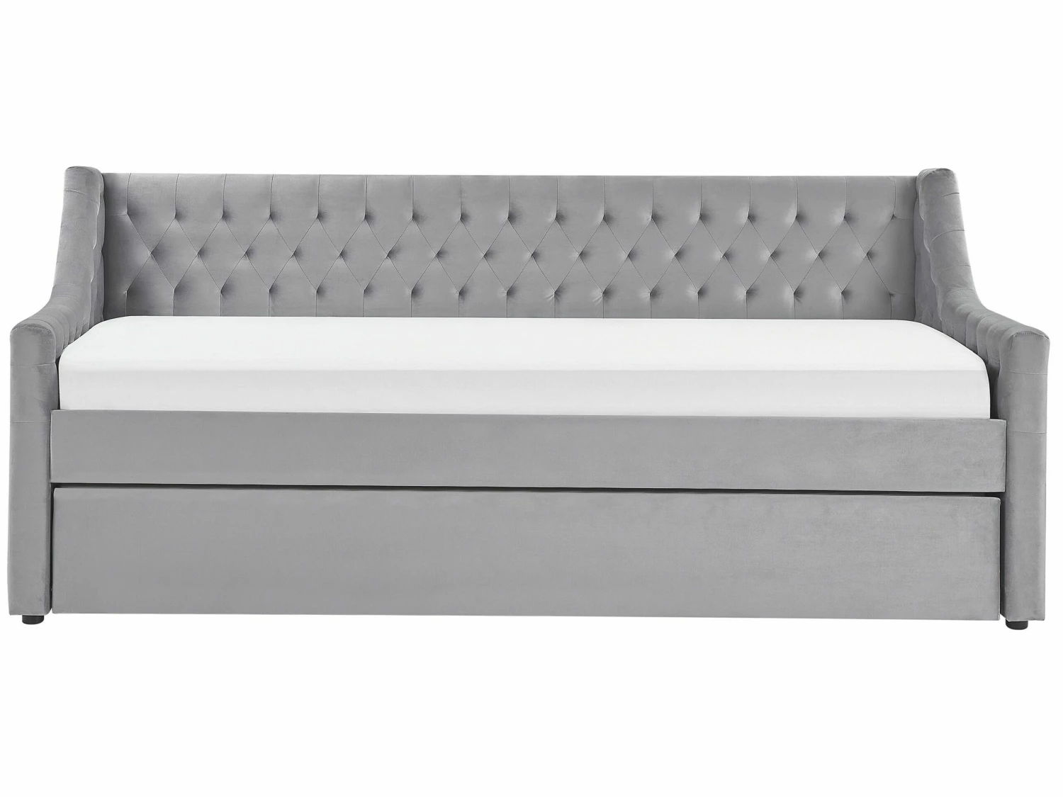 Velvet EU Single Trundle Bed Grey MONTARGIS 7 Velvet EU Single Trundle Bed Grey MONTARGIS - Image 7