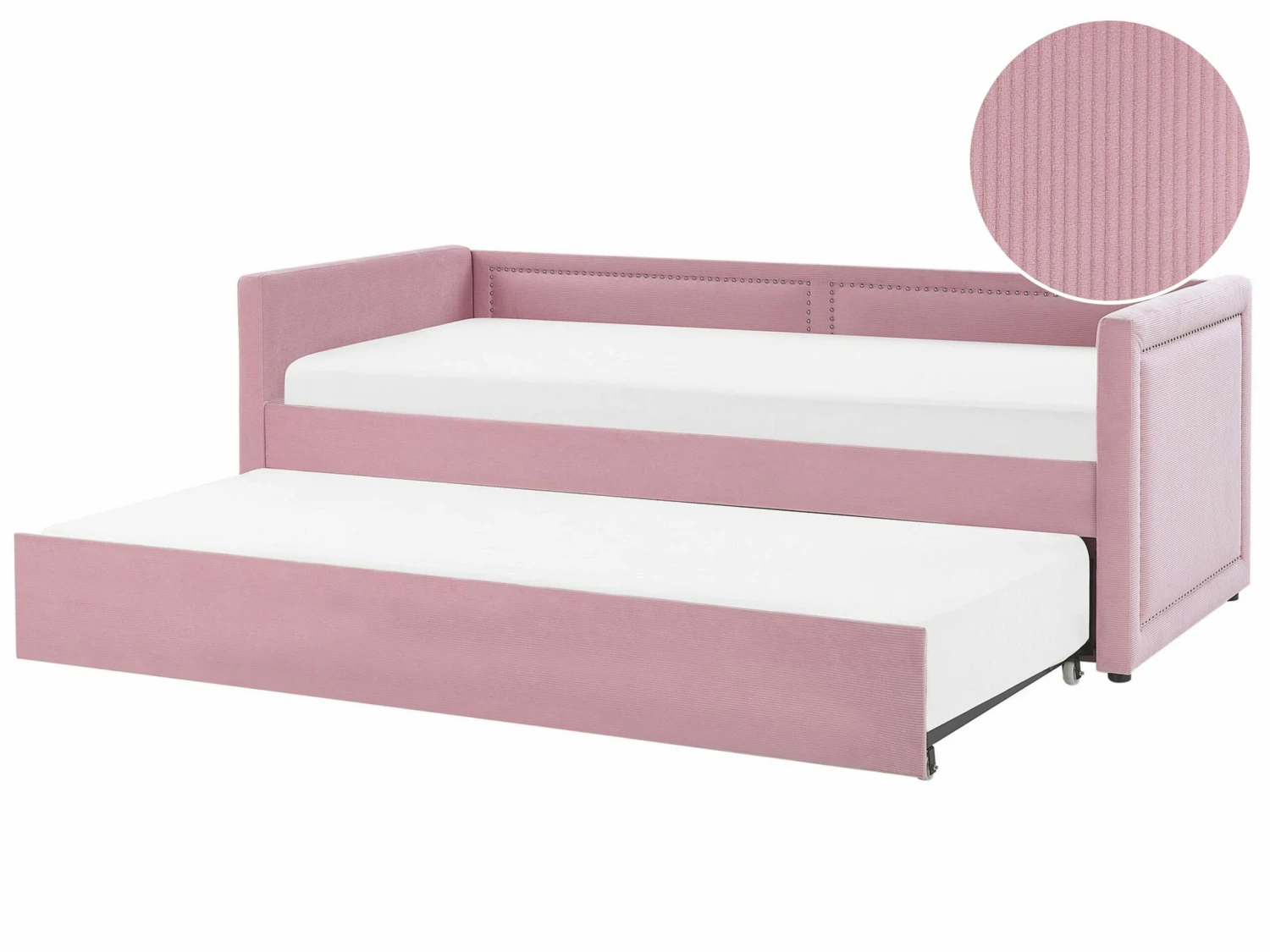 Velvet EU Single Trundle Bed Pink MIMIZAN 1 Velvet EU Single Trundle Bed Pink MIMIZAN