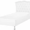 Faux Leather EU Single Size Bed White METZ